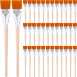 Crtiin 60 Pcs Paint Brush for Acrylic Painting Paintbrushes Bulk Artist Brush for Detail Watercolor Oil Art (Wood Color,1 Inch)