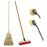 Harper 37518100 Deck/Patio Cleaning Set with 60 in. Handle Deck Brush, Heavy Duty Corn Broom, Scrubbing Brush and Long Reach Scr