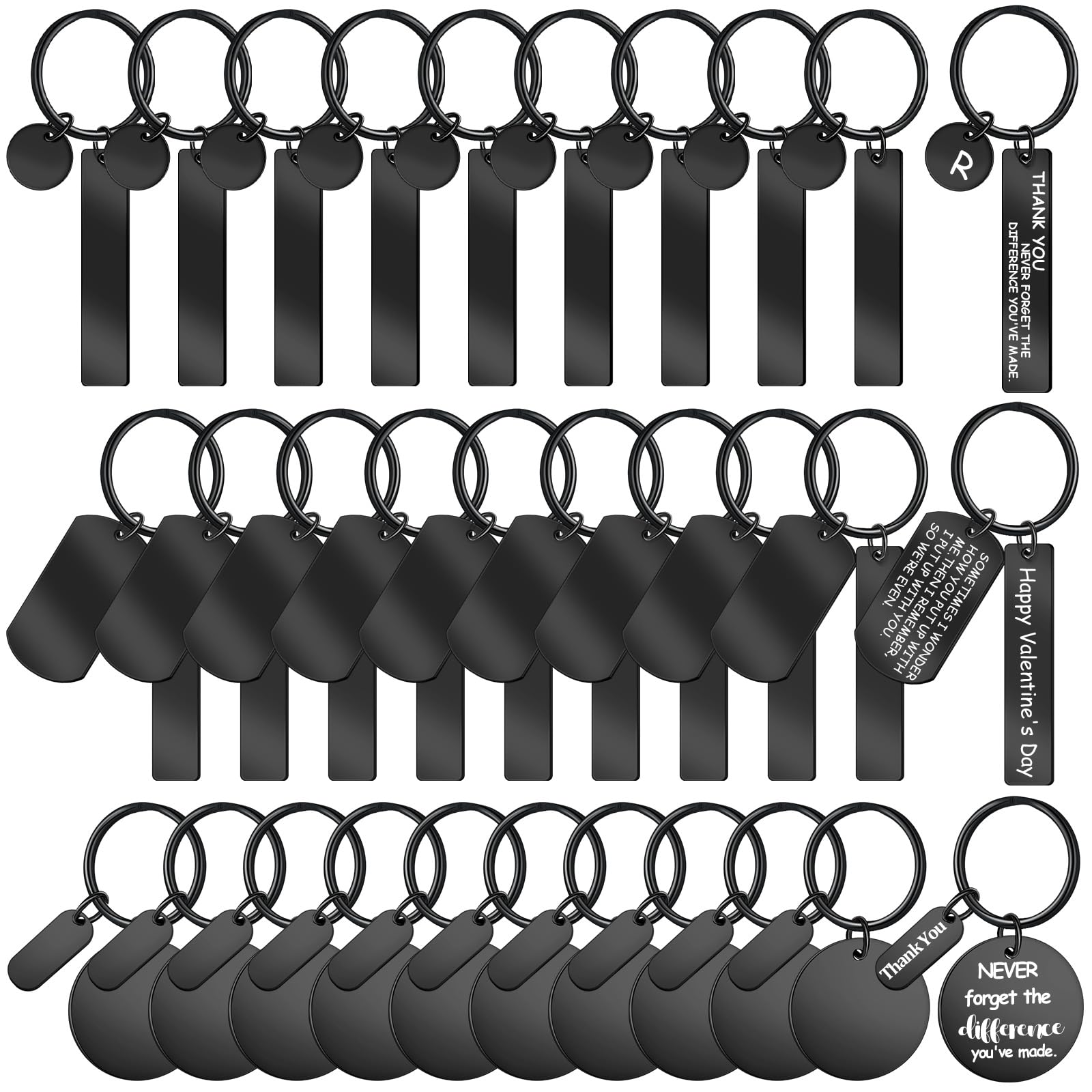 Gisafai 30 Pcs Engravable Stainless Steel Keychain Blanks Black Metal Blank for Laser Engraving 2025 DIY Crafts Gifts