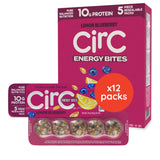 CirC Energy Bites - 12 Pack Lemon Blueberry Gluten Free Protein Balls - 10g Protein, Whole Grains, Nuts & Fruit - Portable Healt