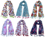 Fusfus WomenS Printed Chiffon Scarves And Stoles, Free Size(Multicolour, Fs1935) Pack Of 6 (Multicolor1)