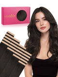 WENNALIFE Fuller Tape in Hair Extensions Human Hair, 14 inch 20pcs 80g Dark Brown Remy Hair Straight Tape in Extensions Skin Wef