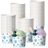 Patelai Count 8 oz Paw Print Ice Cream Cups Bulk Paper Pup Cups Disposable Dog Bowls Dog Paw Print Dessert Bowls for Doggie Pupp