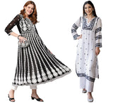 Gosriki Women'S Chikankari Embroidered Kurti Combo Pack Of 2 (Stho White & Kari Black-Gs_4Xl_Multi_Xxxx-Large),Multicolour,4,B0D17V98QS