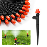 Drip Irrigation Emitters for 1/4 Tubing: Adjustable 360 Degree Drip Spray Emitters with Lock Barbed - Misting Drippers with Stak