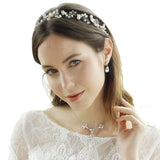 Bridal Hair Vines Crystal Pearls Flower Wedding Hair Accessories Evening Party Tiara Headpiece For Bridesmaid and Flower Girls