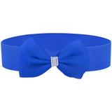 Herons Fabric Elastic Waist Belt For Women Dresses Bow Design Stretchy Wide Belt For Ladies Saree Free Size (Ld168IBaed_Blue)