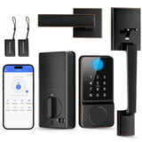 POWIFY Keyless Entry Door Lock with Handle, APP Control Smart Front Set, Keypad Door with Handle, Keypad Deadbolt Auto Lock, Eas