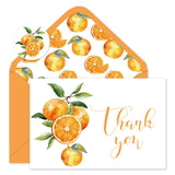 JarThenaAMCS 50 Pack Little Cuties Clementine Thank You Cards Watercolor Orange Greeting Cards With Envelopes Stickers Blank Not