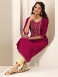 Libas Women'S Silk Floral Straight Kurtas (98152_Pink_L)