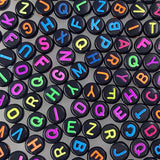 500 Pieces 4x7mm Black Round Acrylic Alphabet Letter Beads A-Z Mixed Plastic Shape Loose DIY Beads for Jewelry Making Bracelets 