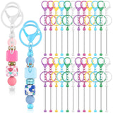Tondiamo 24 Pcs Beadable Keychain Bars Bulk Beads for Keychain Making Kit Gifts for Women Men DIY Crafts(Bright Color)