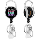 Gctriki Funny Badge Reel Heavy Duty with 360 Swivel Carabiner Clip, Cute ID Badge Holder, Nurse Teacher Retractable Keychain Nam