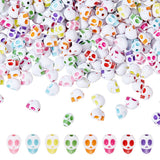 arricraft 555 Pcs Skull Beads, Colorful Resin Spooky Charms Pendants Skull Halloween Head Seeds Beads with Hole for Bracelet Nec