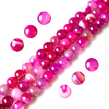 100pcs 6mm Rose Red Stripe Agate Beads Natural Gemstone Beads Round Loose Beads for Jewelry Making