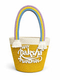 SHOPERTUNITI Eco Friendly Reusable Happy Raksha Bandhan Gift Bag for Sister, Rakhi Jute Bag, Cotton Rope Basket, Grocery Shoppin