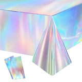 GREATRIL Iridescent Party Table Cloths Disposable Tablecloth for Mermaid/Under Sea/Frozen Theme Birthdays Party Decorations Rect