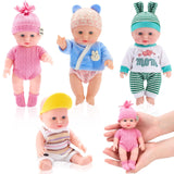 Halloscume 4 Set 7 Inch Mini Baby Mini Reborn Doll Silicone Full Body Lifelike Dolls Baby with Weighted Soft Cloth Reborn Gift w