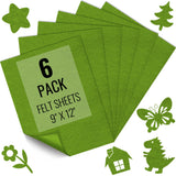 6PCS Moss Green Felt Fabric Sheets 9 x 12 - 1.6mm Thick Soft Felt for Craft Sewing DIY Patchwork Art Projects Decorations