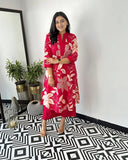 Anni Designer Women'S Rayon Viscose Straight Printed Kurta With Palazzo (Savya Pink_Xl_Pink_X-Large),Pink,XL,,,