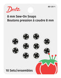 Dritz 80201 SewOn Snaps, Black, Size 2/0 10Count