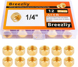 Breezliy 12PCS 1/4-Inch Brass Compression Cap Stop Valve Cap,Brass Compression Fitting