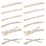 12 Pieces Rhinestone Bobby Pins Decorative Fancy Crystal Hair Clips Shiny Metal X Shaped Barrettes Bling Diamond Wedding Bridal 