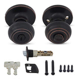 Honeywell Safes & Door Locks Interior & Exterior Door Knob with Lock & Keys Set Anti Bump Resistant Front Door Knob for Bedr