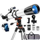 Uonol Telescope for Adults High Powered 90mm Aperture 800mm(32X-240X),Refractor Telescopes for Astronomy Beginners with AZ Mount