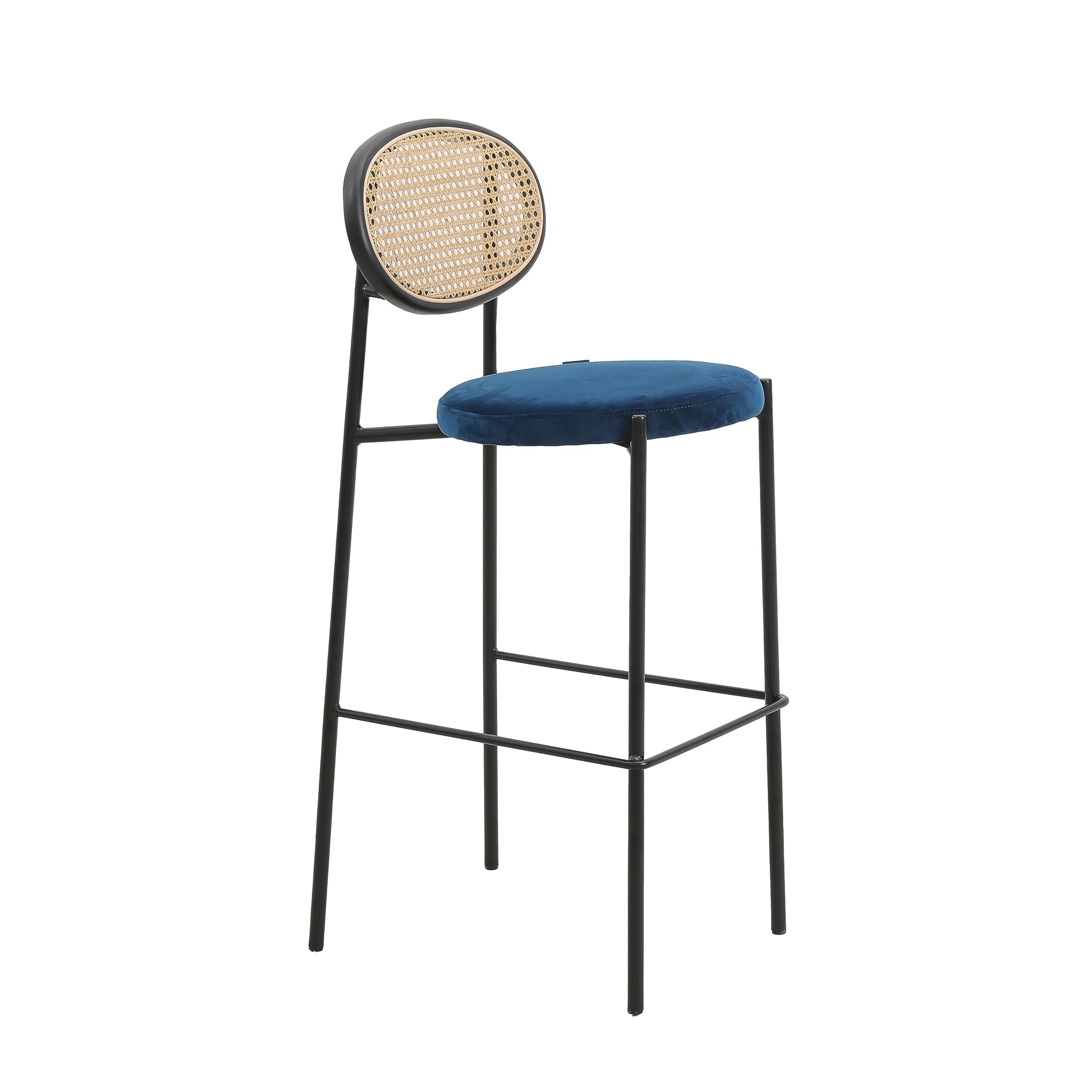 Leisuremod Euston Modern Wicker Bar Stool With Black Steel Frame