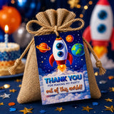 pixelfox Space Theme Birthday Thank You Tag for Kids Party (Pack of 30) |