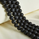 60pcs 6mm Natural Black Lava Beads Gemstone Beads Round Loose Beads for Jewelry Making