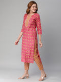 Gosriki Women'S Cotton Blend Traditional Straight Printed Kurta With Pant (Mikaa Pink-Nw5-Gs_S_Pink_Small),Pink,,B0BXLRSJLX