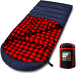 PALLYGO 0 Degree Sleeping Bag Cotton Flannel Sleeping Bags for Adults Cold Weather Camping Winter Zero Degree Warm Weather Big a