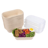 JAYEEY 23 oz Disposable salad bowls with lids, Sugarcane Fiber Paper Bowls take away food containers meal prep food storage deli