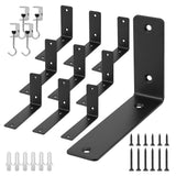 Redunest L Floating Shelf Brackets,10 Pack Heavy Duty L Brackets for Shelves, L 6 X H 4 Black Metal Countertop Support Brackets,