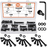 50 Pcs M8 Bolts Kit M8x 16/20/25/30/40/50 mm M8 Screw Kits, 12.9 Alloy Steel Black Zinc Plated Hex Socket Head Screws Nuts Bolts