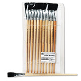 Charles Leonard Flat Tip Easel Paint Brushes with Long Handle, 0.75 Inch, Natural Handles and Black Bristles, 12Pack (73575)