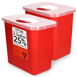Oakridge Products Large Sharps Container for Home Use and Professional 2 Gallon (2-Pack) with Rotating lid, Biohazard Needle and