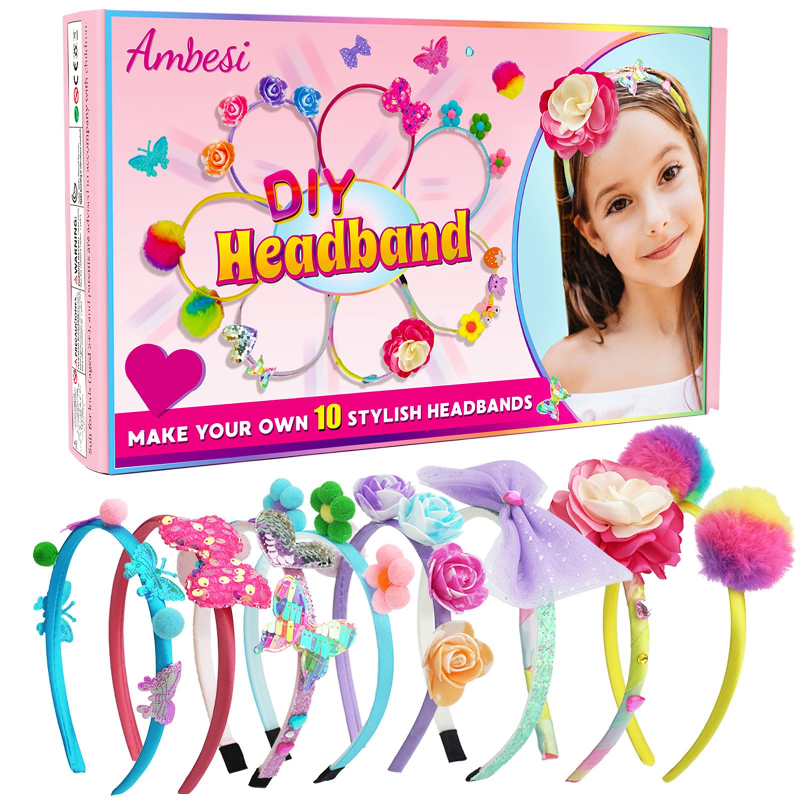 Ambesi DIY Headband Making Kit for Girls Ages 5-12 - Arts & Crafts Gift Set
