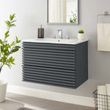 Modway Render 30 WallMount Bathroom Vanity in Gray White
