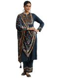 Libas Womens Yoke Design Wool Straight Kurta With Trousers And Dupatta