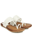 Shoetopia Women'S Wedge Heel Kolhapuris White,White,8,B0BSCB4WP6