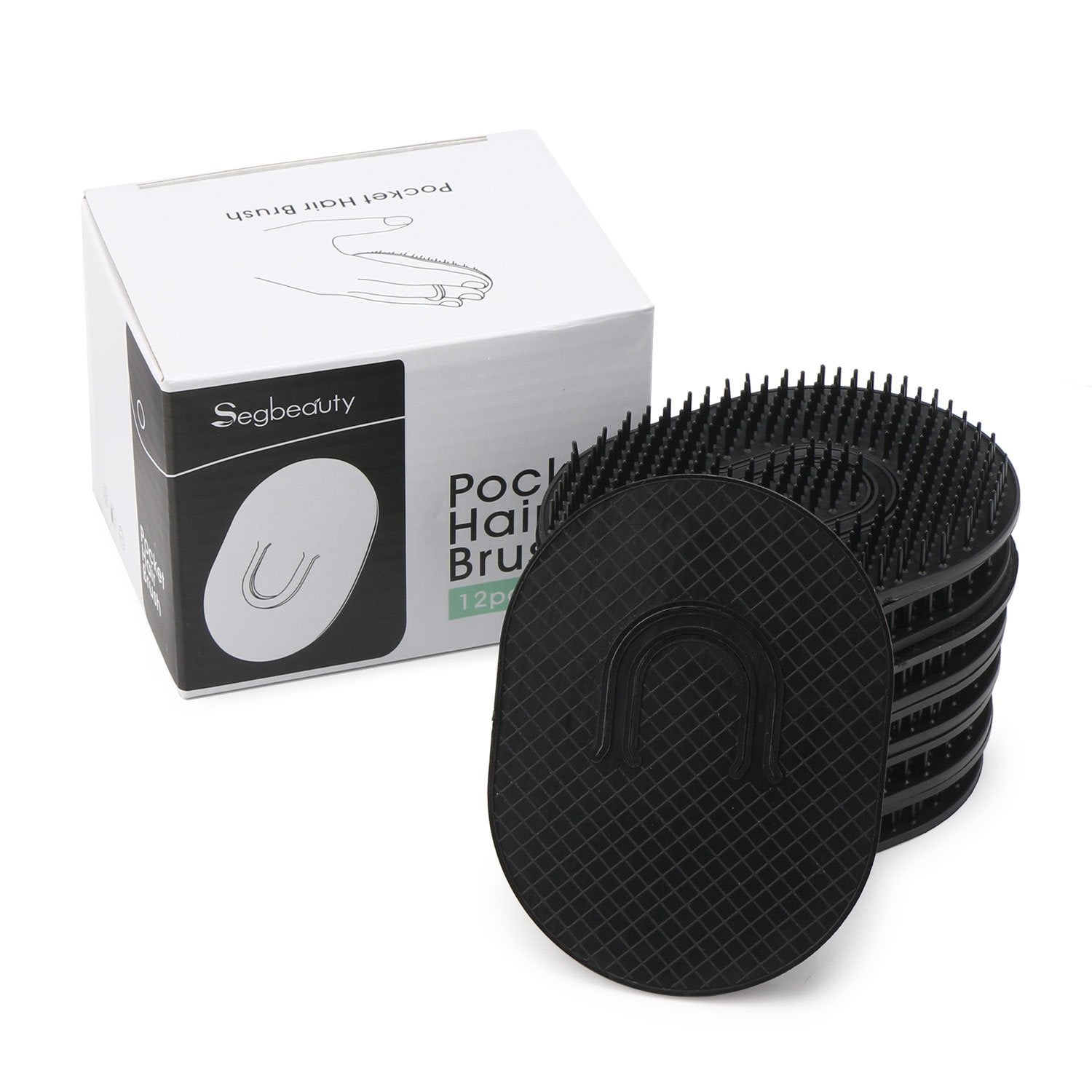 12pcs Palm Brush for Men, Segbeauty Portable Hair Brushes Plastic Beard Comb Shampoo Brushes Pocket Comb Scalp Massage Brush for