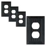 4-Pack Classic Beadboard Duplex Outlet Cover Plate, Decorative Unbreakable Polycarbonate Switch Plates and Outlet Covers, Matte 