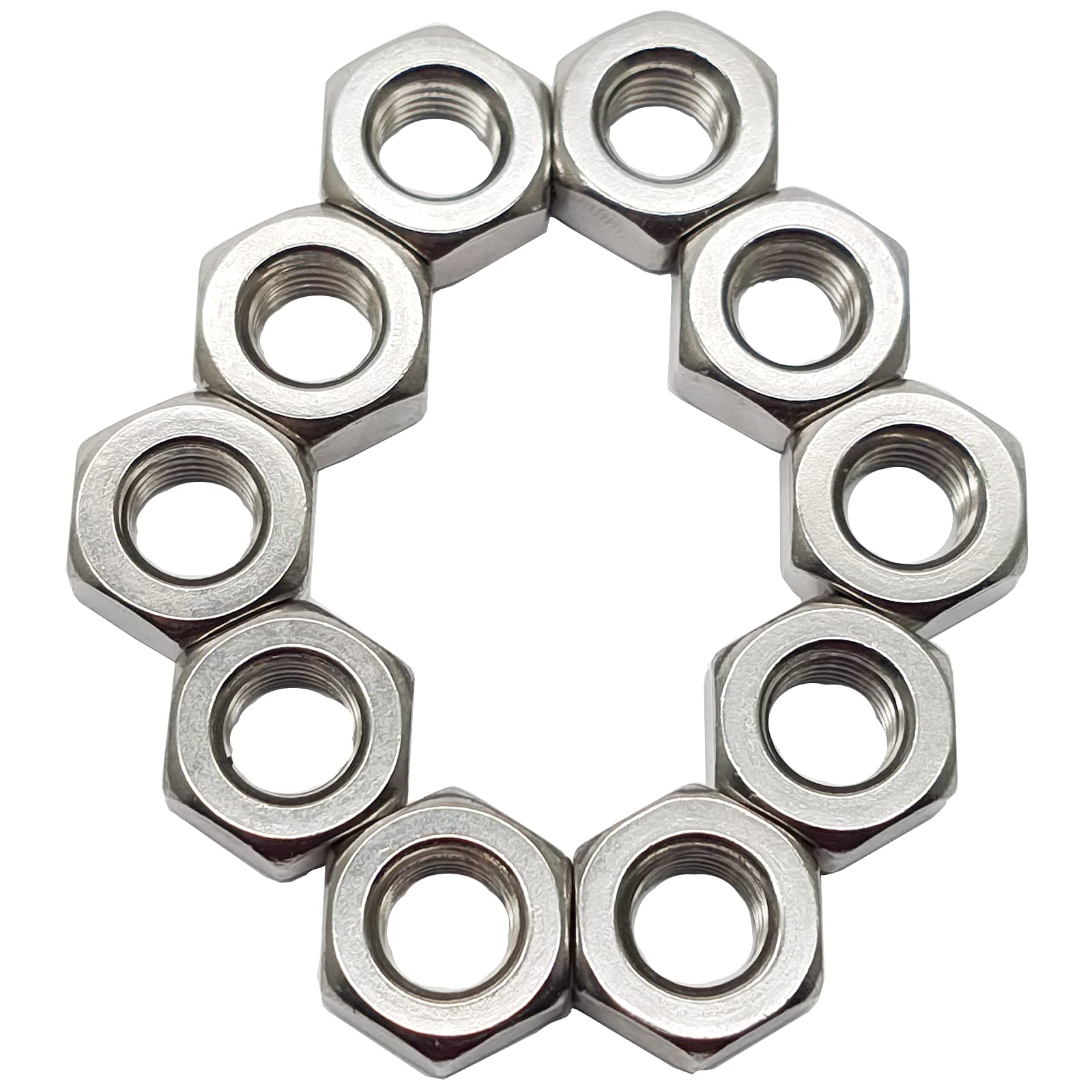 10pcs M10 x 1.25mm Pitch Hex Nuts Stainless Hex Nu, Metric Fine Thread Hex Nuts