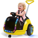 ANPABO 3-in-1 Electric Push Ride On Car, 12V Kids Ride On Toy w/Remote Control, 360 Spin, 5-Point Safety Belt, Colorful LED Ligh