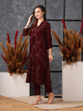 Gosriki Women'S Rayon Viscose Printed A-Line Kurta With Pant (Marup Maroon-Gs_S_Maroon_Small),Maroon,,B0F9PYBQVF