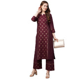 Gosriki Women'S Cotton Straight Kurta With Palazzo(Kpz-Cot-10080-Maroon_Xl-Go_Maroon_X-Large),Maroon,,B09P1C5GMS