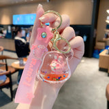 Kawaii Premium Water Glitter Keychain for Girls | Cute Floating Liquid Filled Keychain with Plushie Strap and Cute Charm Designs